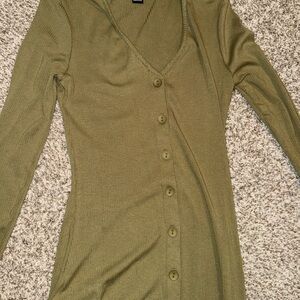 SHEIN Olive Ribbed Knit Top